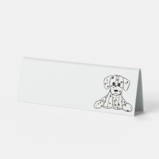 Dalmatian stuffed dog drawing outline simple black table tent (Front)