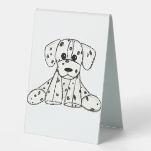 Dalmatian stuffed dog drawing outline simple black table tent