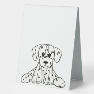 Dalmatian stuffed dog drawing outline simple black table tent