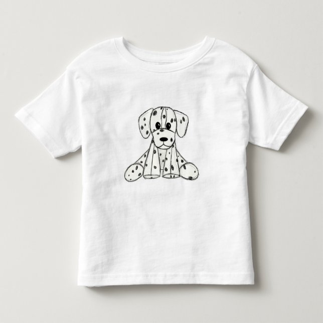 Dalmatian stuffed dog drawing outline simple black toddler t-shirt (Front)