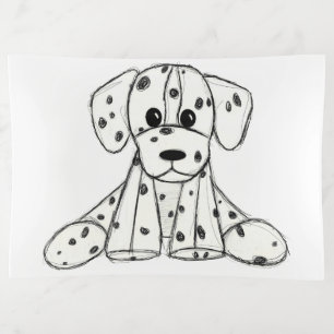 Dalmatian stuffed dog drawing outline simple black trinket tray