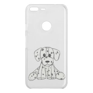 Dalmatian stuffed dog drawing outline simple black uncommon google pixel XL case