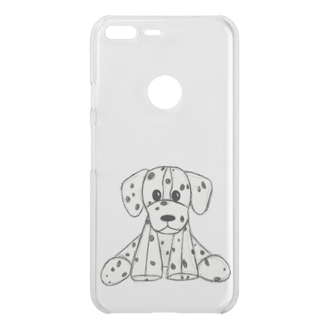 Dalmatian stuffed dog drawing outline simple black uncommon google pixel XL case (Back)