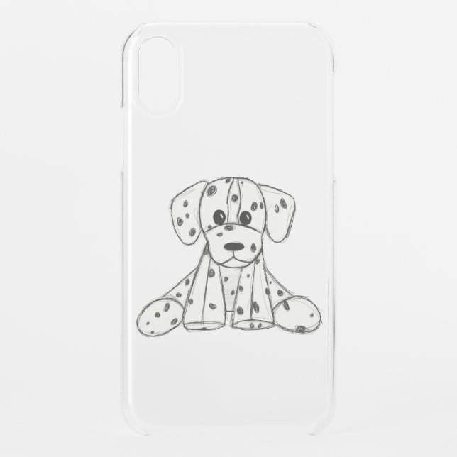 Dalmatian stuffed dog drawing outline simple black uncommon iPhone case (Back)