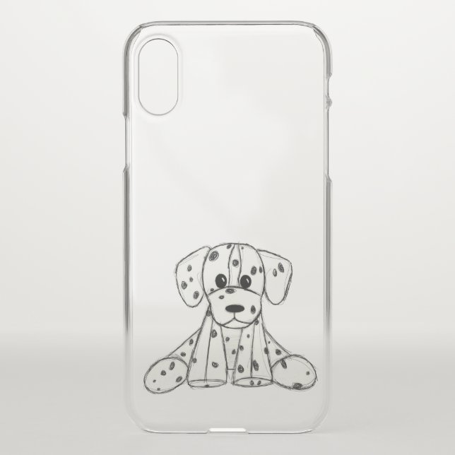 Dalmatian stuffed dog drawing outline simple black uncommon iPhone case (Back)