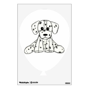 Dalmatian stuffed dog drawing outline simple black wall decal