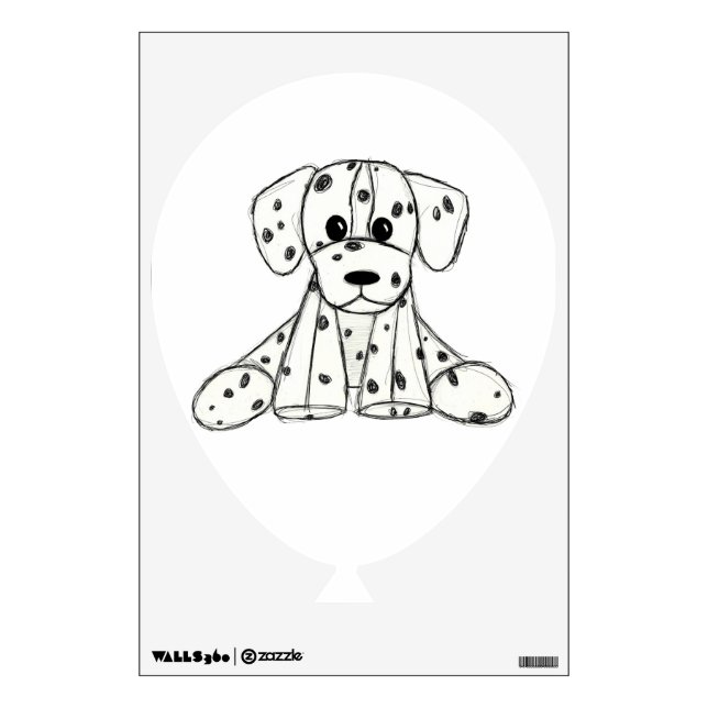 Dalmatian stuffed dog drawing outline simple black wall decal (Front)