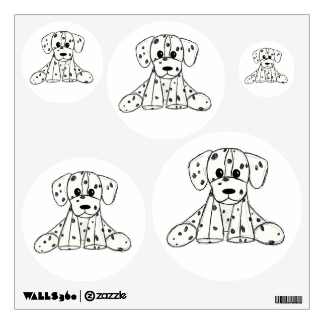 Dalmatian stuffed dog drawing outline simple black wall decal (Front)