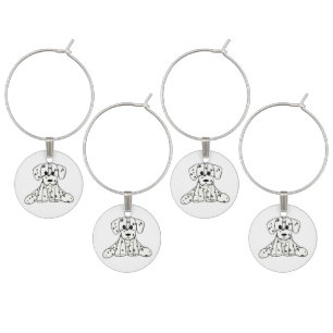 Dalmatian stuffed dog drawing outline simple black wine charm