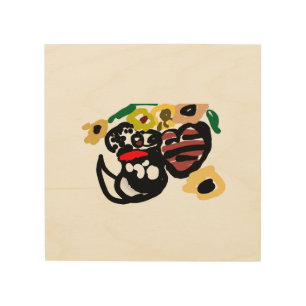 Dalmatian sunflowers wood wall art