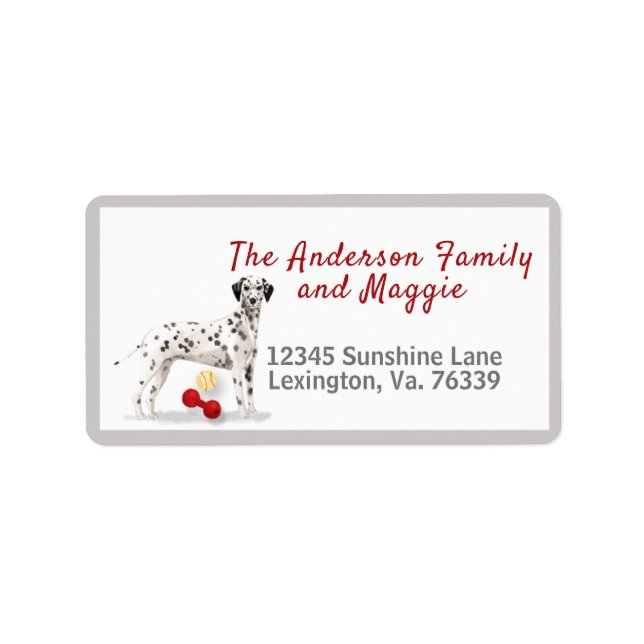 Dalmatian Toys Home Return Address     Label (Front)