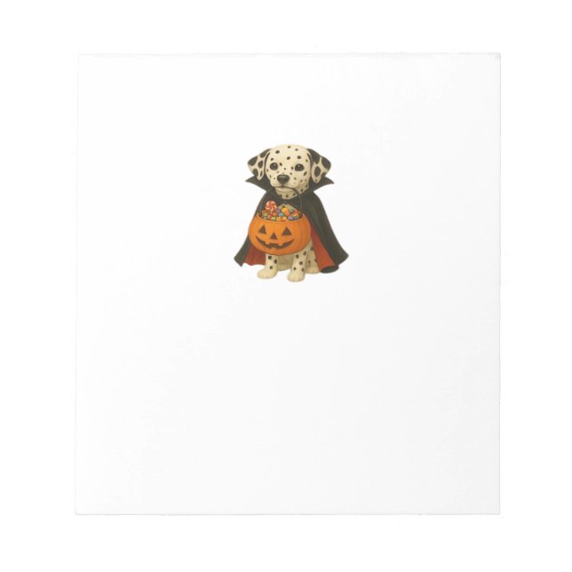 Dalmatian Trick-or-Treat Halloween Dog with Pumpki Notepad (Front)