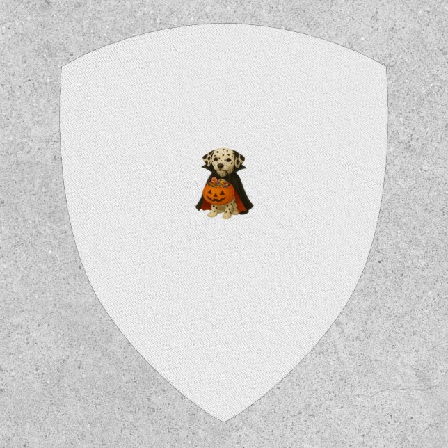 Dalmatian Trick-or-Treat Halloween Dog with Pumpki Patch (Front)