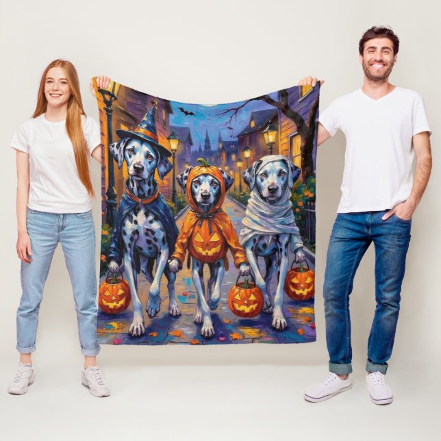 Dalmatian Trick-or-Treating Halloween Costumes Fleece Blanket (In Situ)