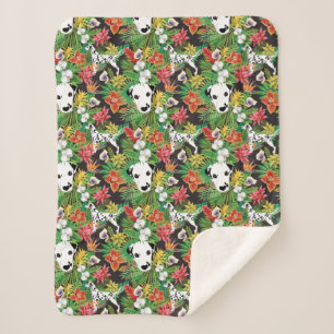 Dalmatian Tropical Floral Jungle Pattern  Sherpa Blanket