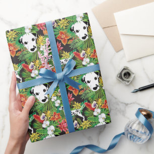 Dalmatian Tropical Floral Jungle Pattern Wrapping Paper