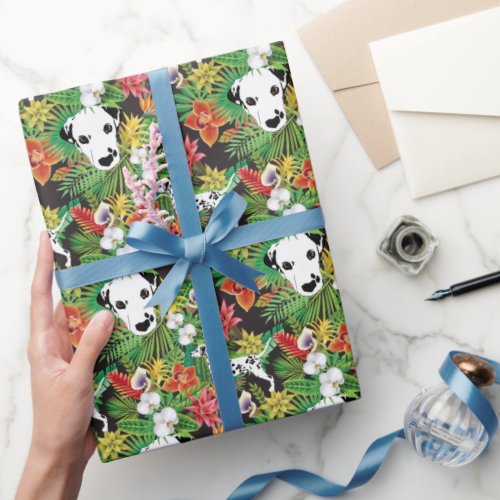 Dalmatian Tropical Floral Jungle Pattern  Wrapping Paper
