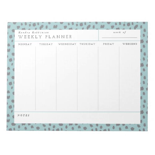 Dalmatian Turquoise Weekly Planner Notepad