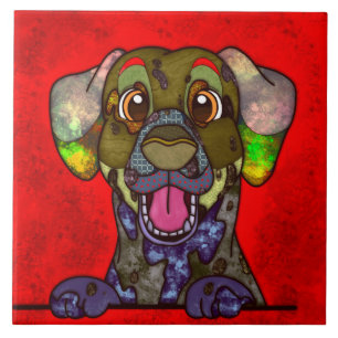 Dalmatian ugly dog face ceramic tile
