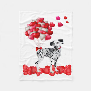 Dalmatian Valentines Day Outfit Heart Dog Lover Fleece Blanket