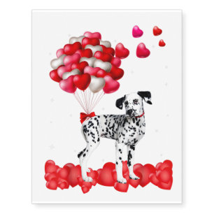 Dalmatian Valentines Day Outfit Heart Dog Lover Temporary Tattoos