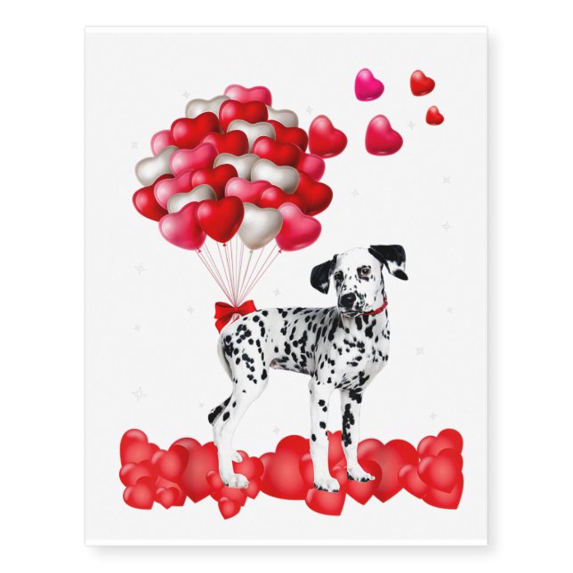 Dalmatian Valentines Day Outfit Heart Dog Lover Temporary Tattoos (Front)