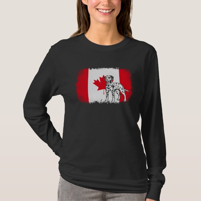 Dalmatian vintage Canada Canadian flag dog T-Shirt (Front)