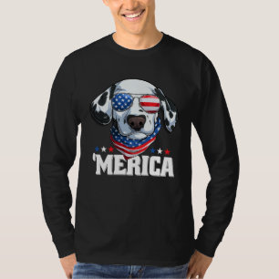 Dalmatian Wearing America Glasses  Dog Dalmatian O T-Shirt