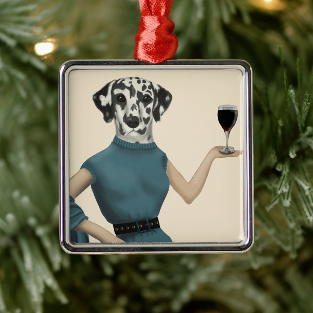 Dalmatian Wine Snob Metal Ornament (Tree)