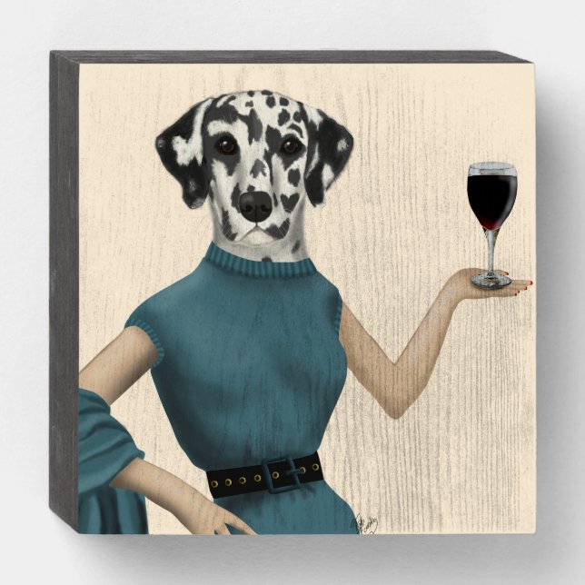 Dalmatian Wine Snob Wooden Box Sign (Front Horizontal)