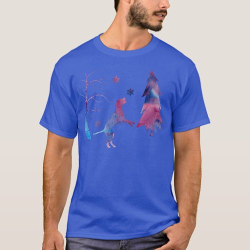 Dalmatian Winter Forest Art With Snowflakes T_Shirt