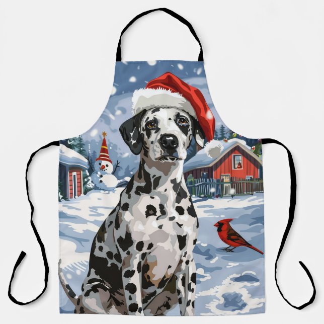 Dalmatian Winter Wonderland Christmas Joy Apron (Front)