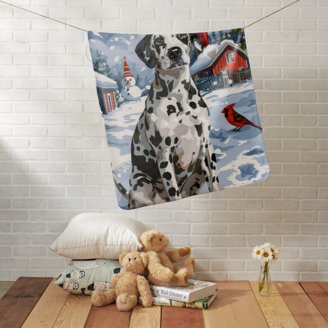Dalmatian Winter Wonderland Christmas Joy Baby Blanket (In Situ)
