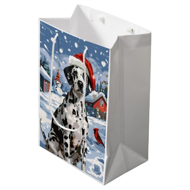 Dalmatian Winter Wonderland Christmas Joy Medium Gift Bag (Front Angled)