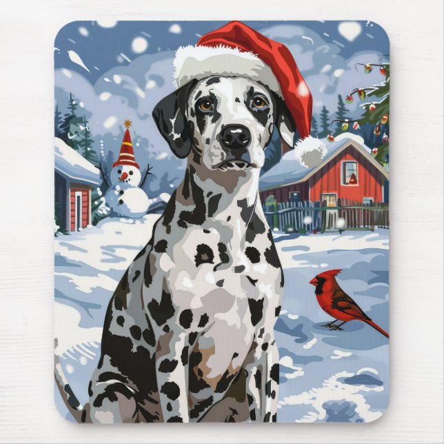 Dalmatian Winter Wonderland Christmas Joy Mouse Pad (Front)