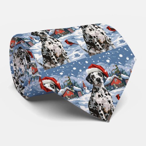 Dalmatian Winter Wonderland Christmas Joy Neck Tie