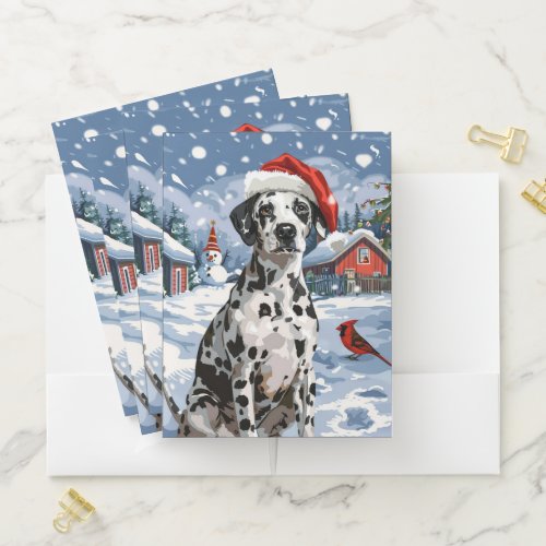 Dalmatian Winter Wonderland Christmas Joy Pocket Folder