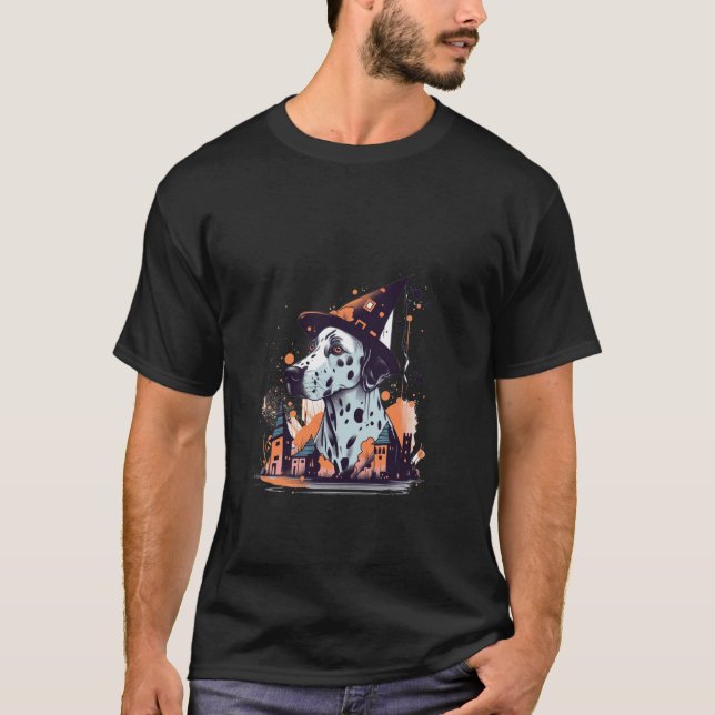 Dalmatian Witch Halloween Costume Dog Lover Men Wo T-Shirt (Front)