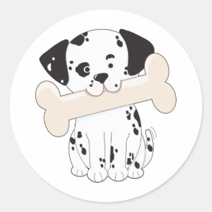 Dalmatian with Bone Classic Round Sticker