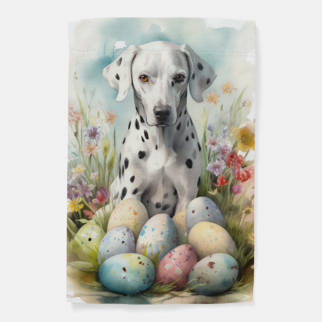 Dalmatian with Easter Eggs Garden Flag (Front)
