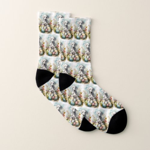 Dalmatian with Easter Eggs Socks