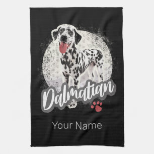 Dalmatian With Paw Vintage Dog Lovers Design Kitchen Towel