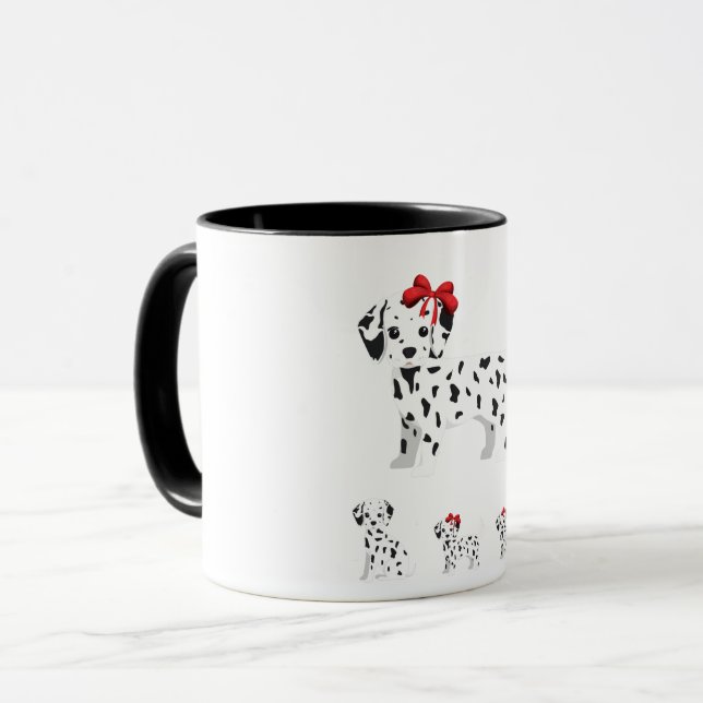 Dalmatian with puppies combo mug two toned. (Front Left)