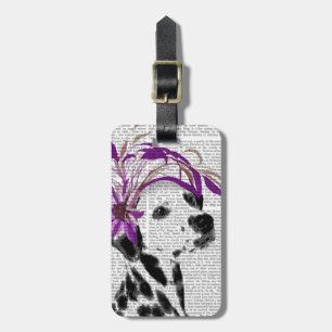 Dalmatian With Purple Fascinator Luggage Tag