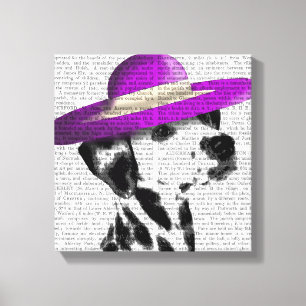Dalmatian With Purple Wide Brimmed Hat Canvas Print