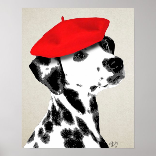 Dalmatian With Red Beret Poster (Front)