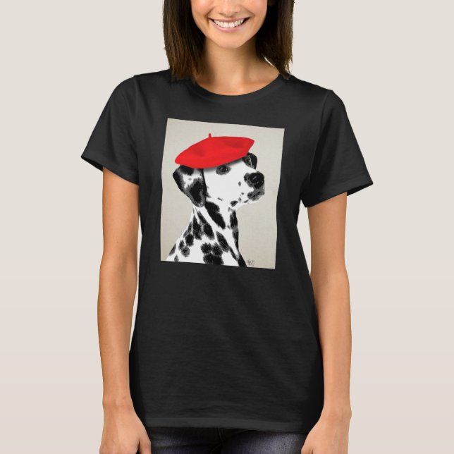 Dalmatian With Red Beret T-Shirt (Front)