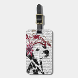 Dalmatian With Red Fascinator Luggage Tag