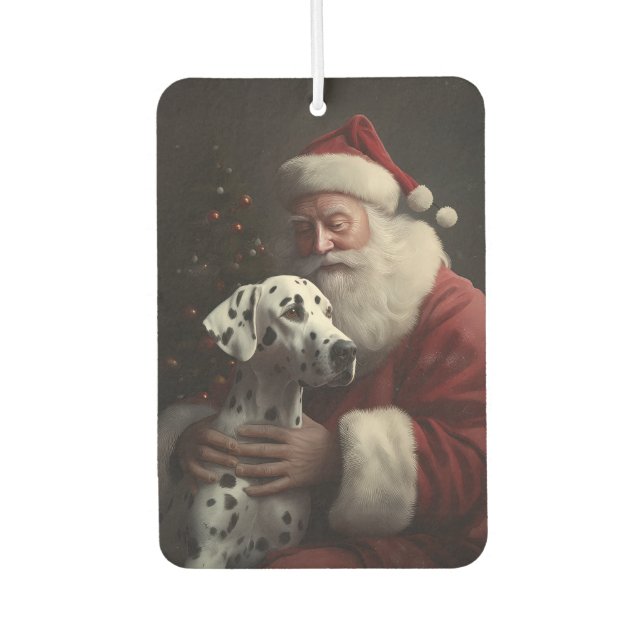 Dalmatian With Santa Claus Festive Christmas Air Freshener (Front)
