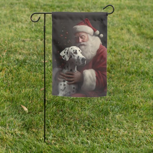 Dalmatian With Santa Claus Festive Christmas Garden Flag